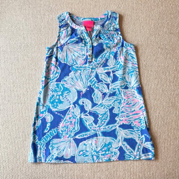 Lilly Pulitzer Girls Small 4-5 Mini Essie Dress Blue Haven Pop Up Into the Deep - Picture 1 of 4